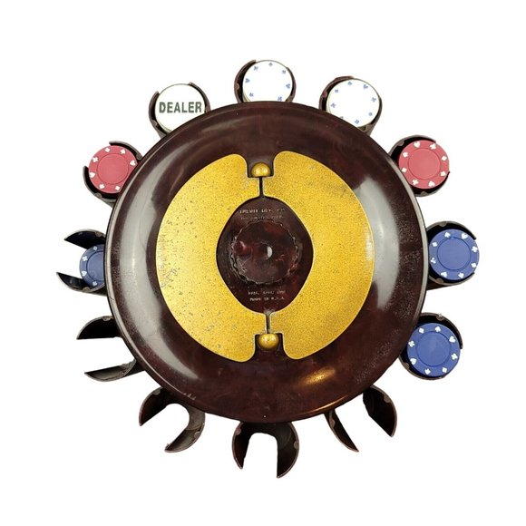 Vintage TURNIT MFG CO Poker Chip & Cards Caddy 1950s Marbled Bakelite with Chips - Picture 2 of 15